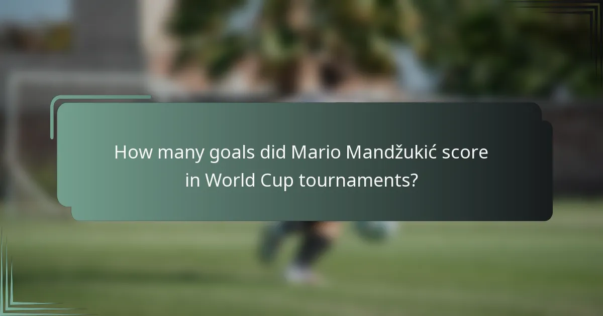 How many goals did Mario Mandžukić score in World Cup tournaments?