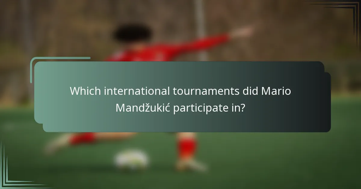 Which international tournaments did Mario Mandžukić participate in?